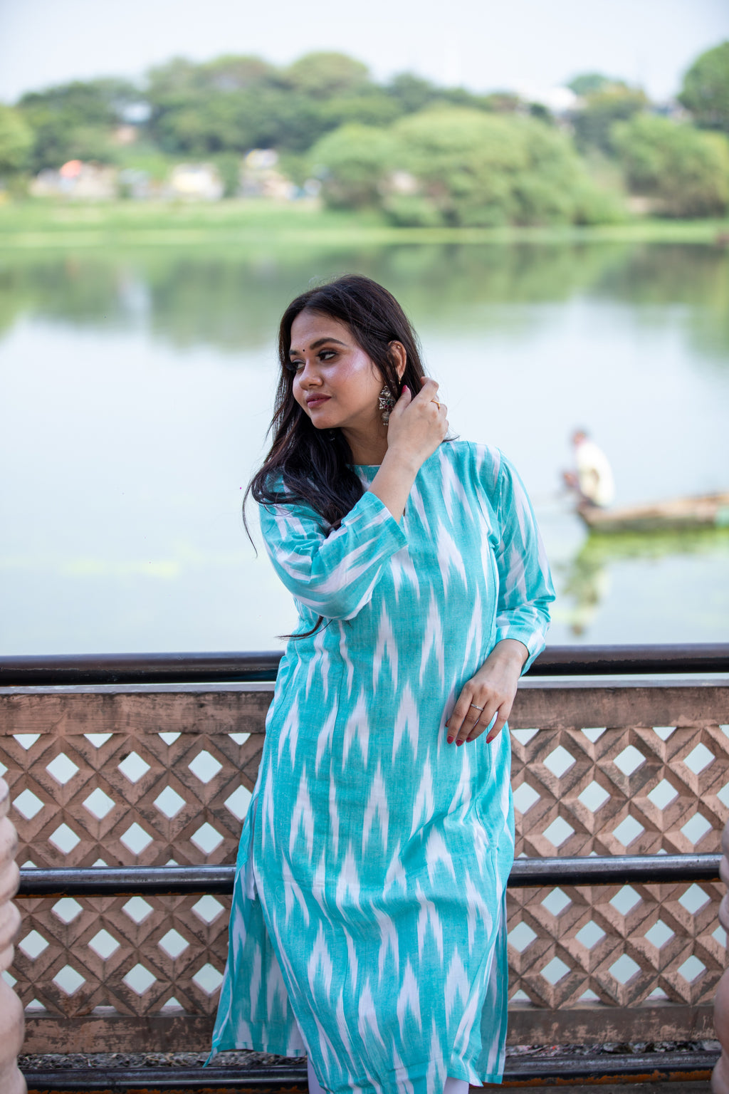 Ladies Casual Wear Ikkat Cotton Kurti