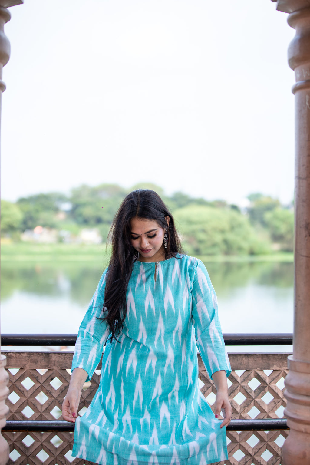 Ladies Casual Wear Ikkat Cotton Kurti