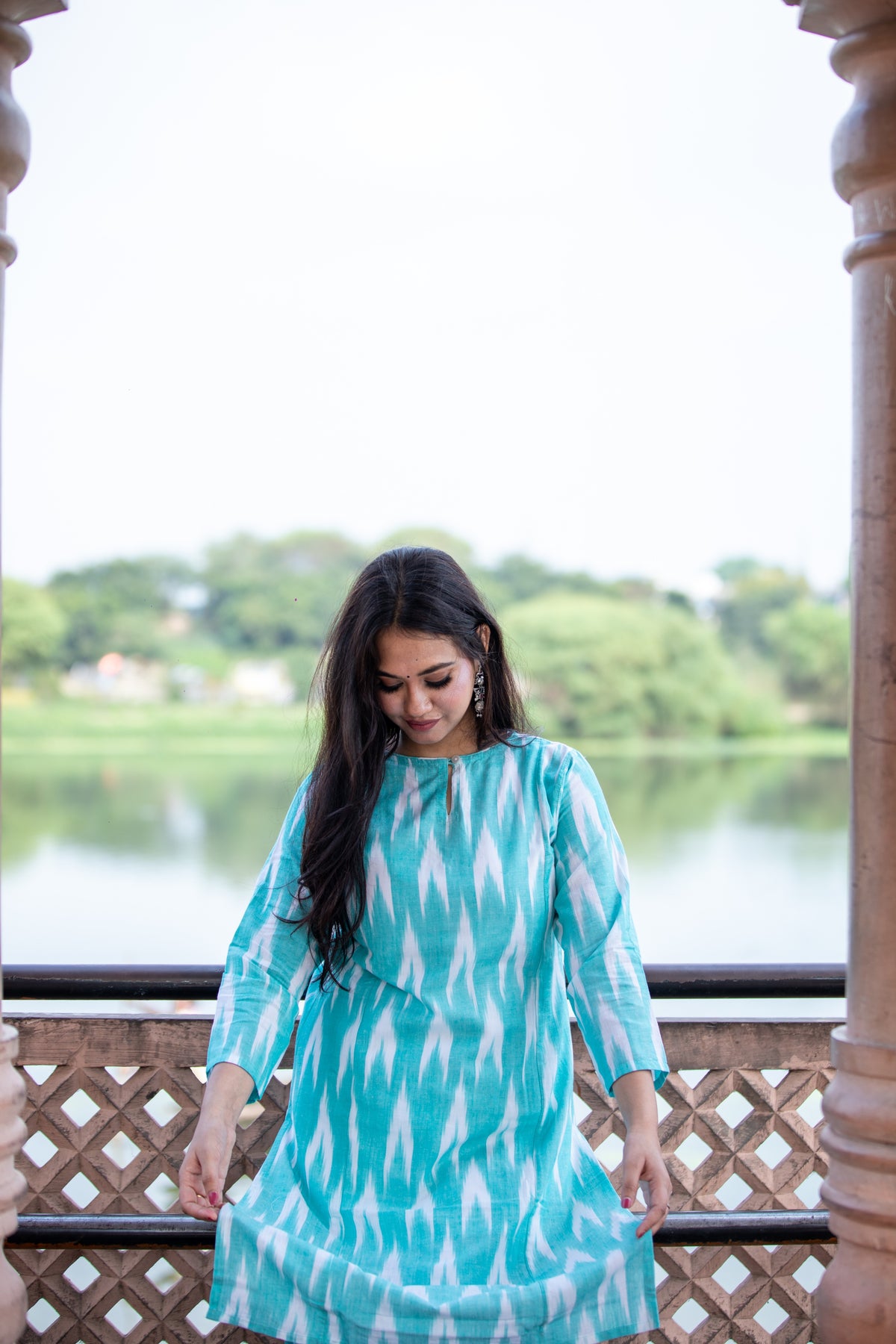 Ladies Casual Wear Ikkat Cotton Kurti