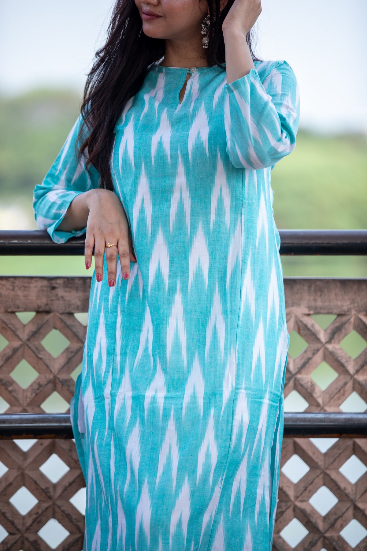 Ladies Casual Wear Ikkat Cotton Kurti