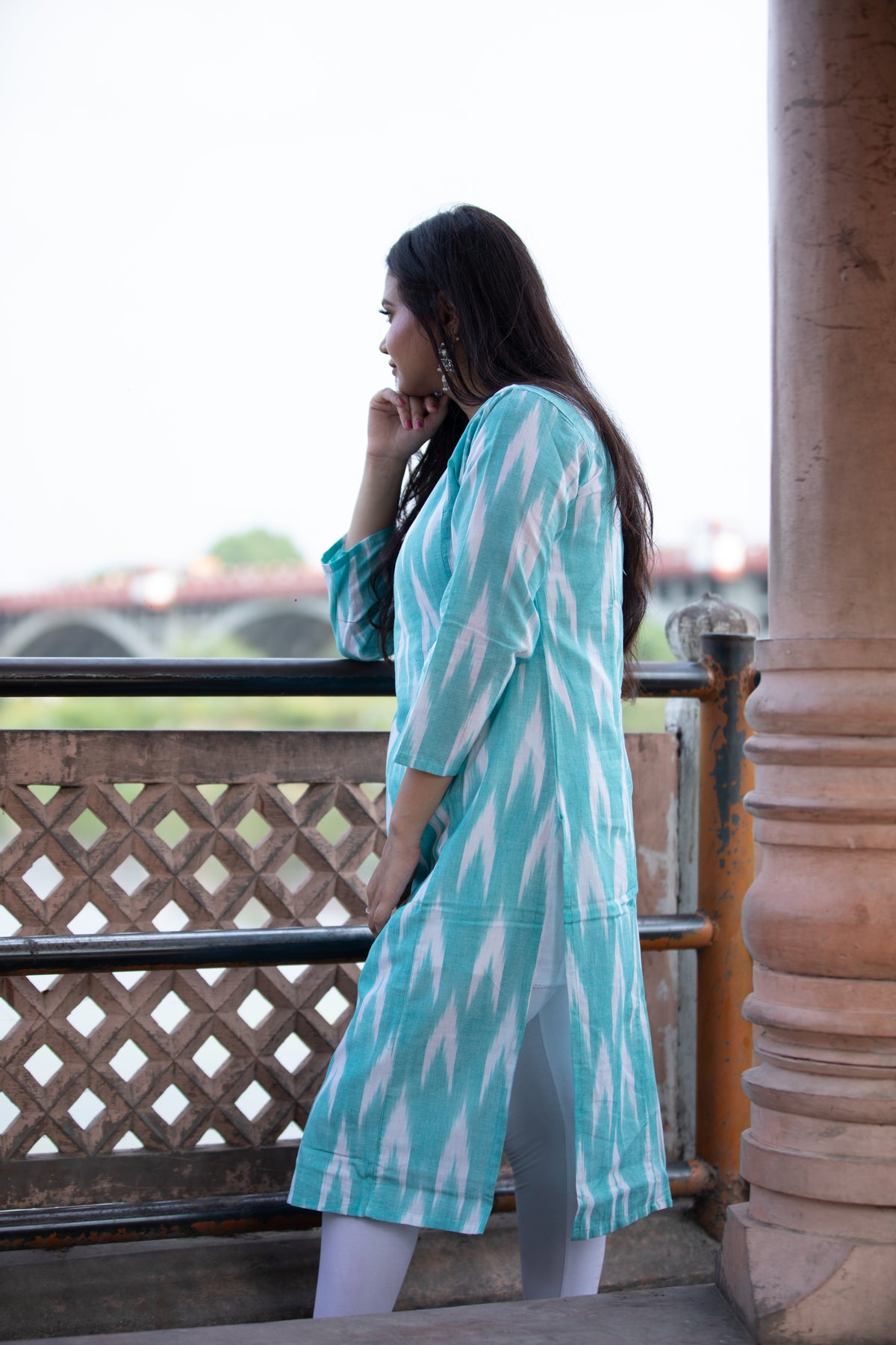 Ladies Casual Wear Ikkat Cotton Kurti