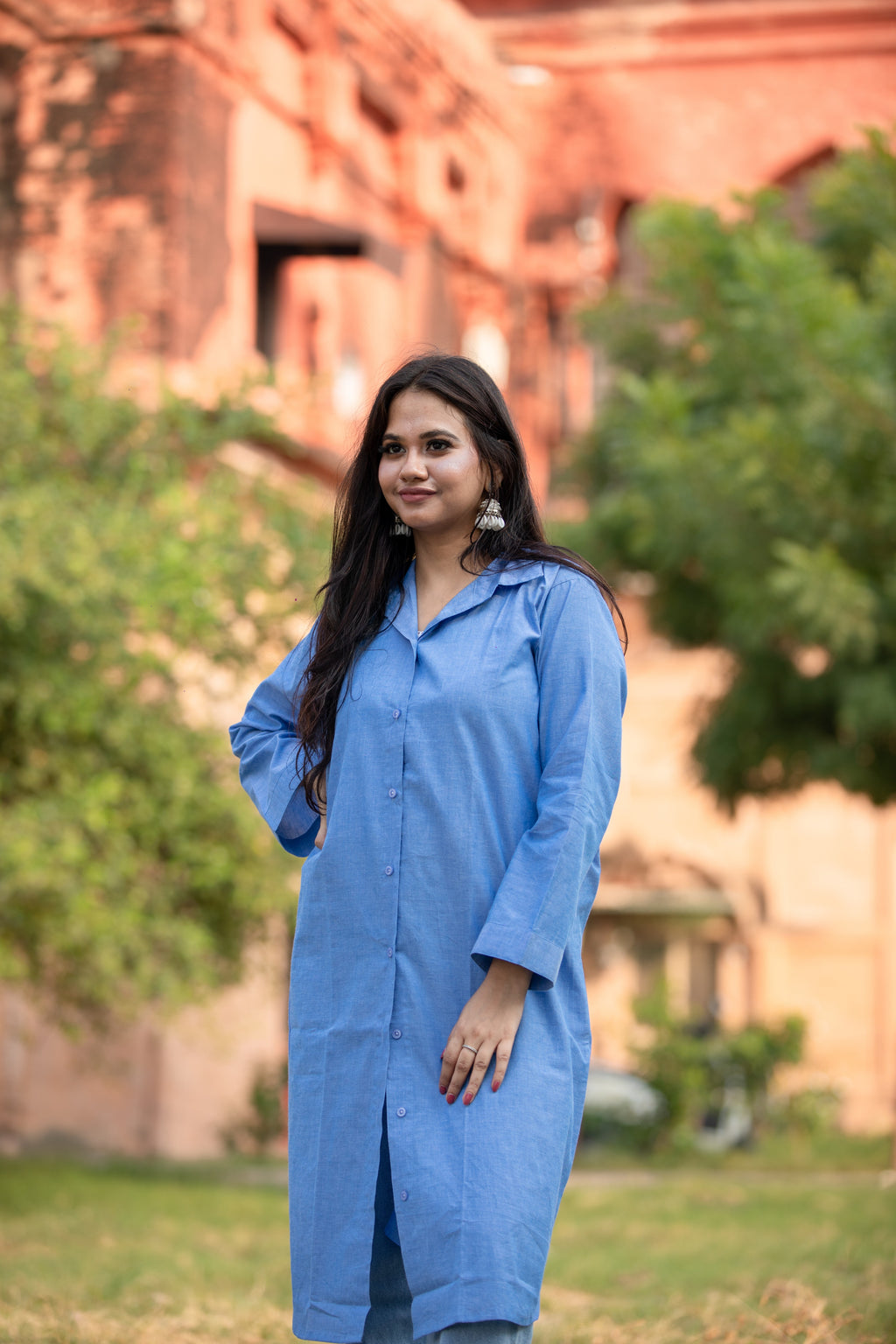 Ladies Stylish Long Cotton Shirt