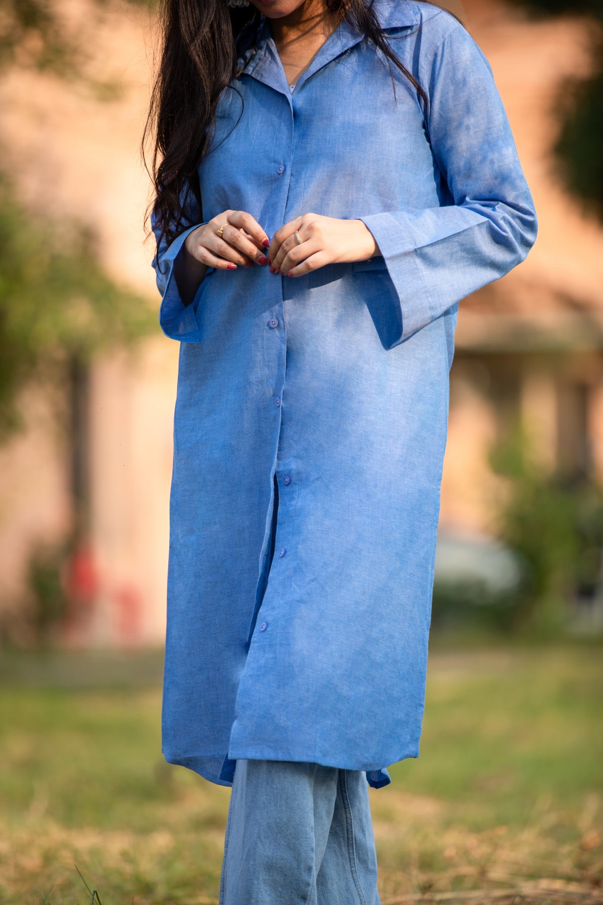 Ladies Stylish Long Cotton Shirt