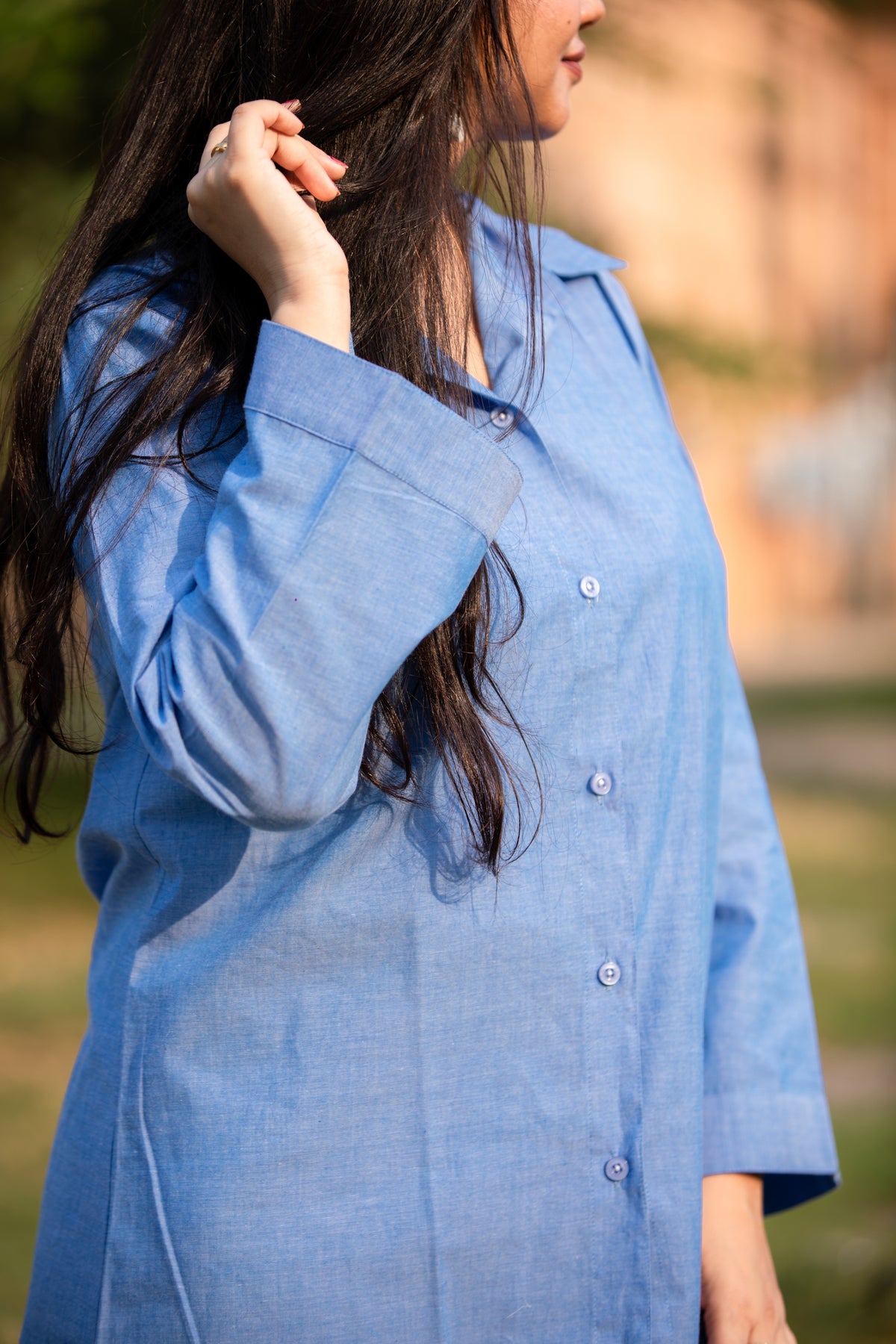 Ladies Stylish Long Cotton Shirt